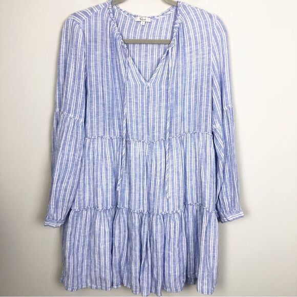 RAILS | Everly Tiered Long Sleeve Tie Dress Ludlow Stripe Women’s Size Small - Picture 3 of 11